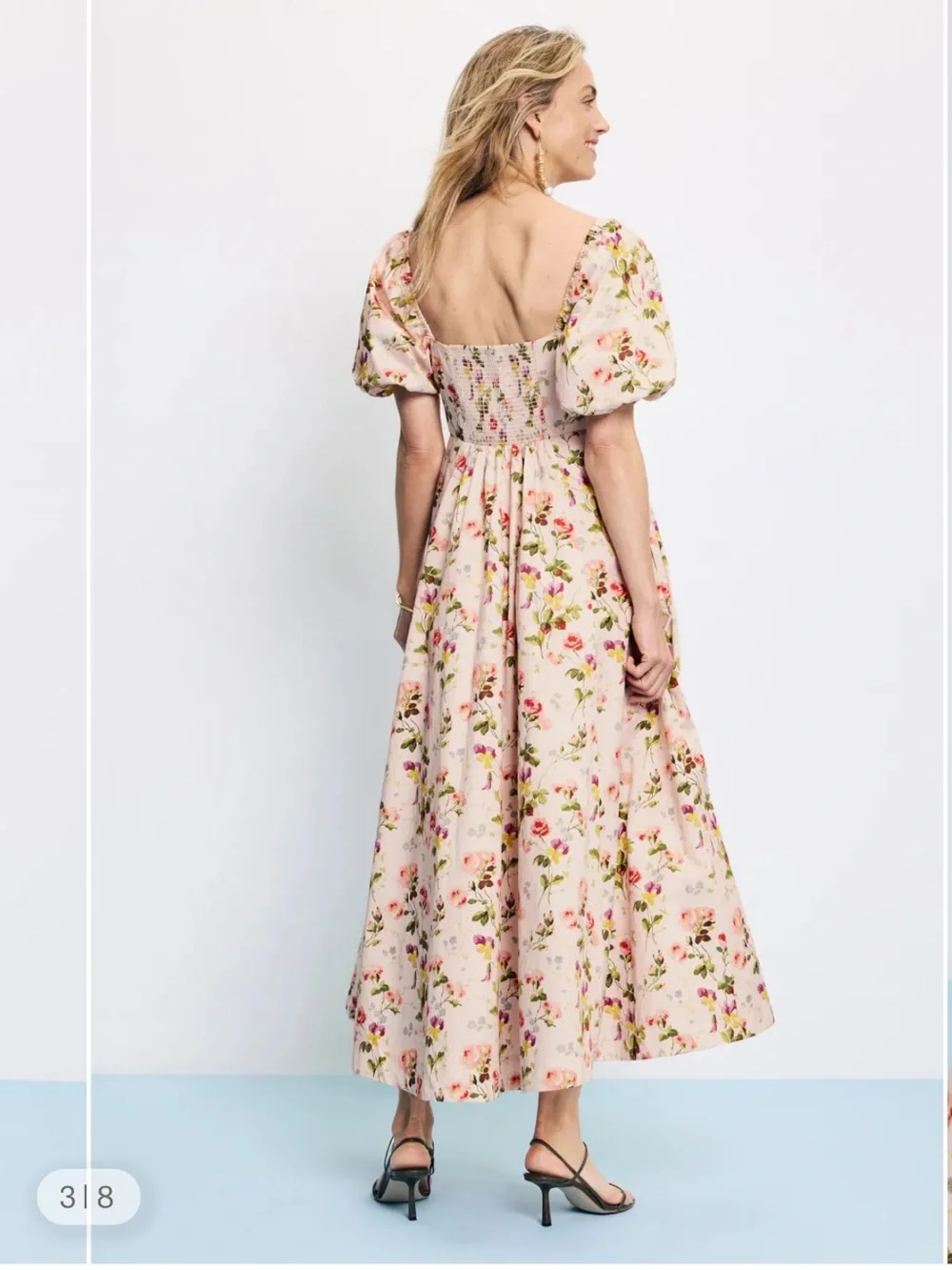 Hill House Pink Floral Puff-Sleeve Midi Dress - Picture 7 of 11